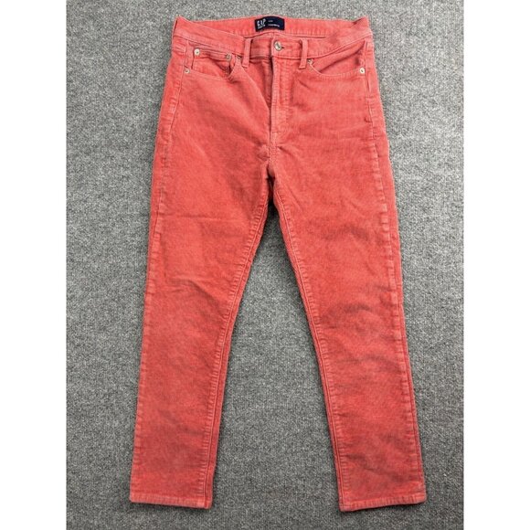 Gap Pants Women's 4/27 Salmon Pink Corduroy Cigarette Skinny High Rise Ankle - Picture 1 of 10